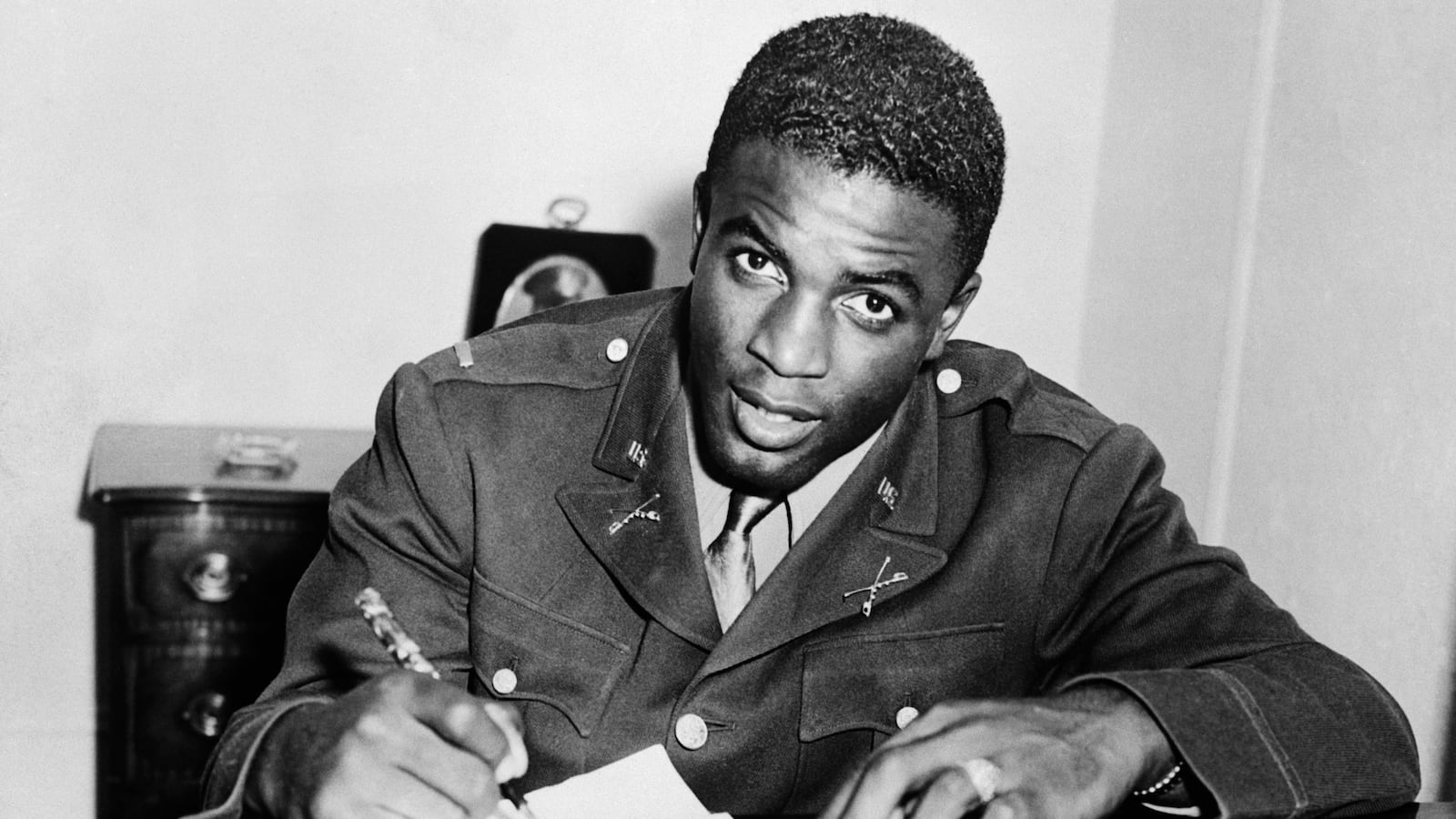 Jackie Robinson, in military uniform