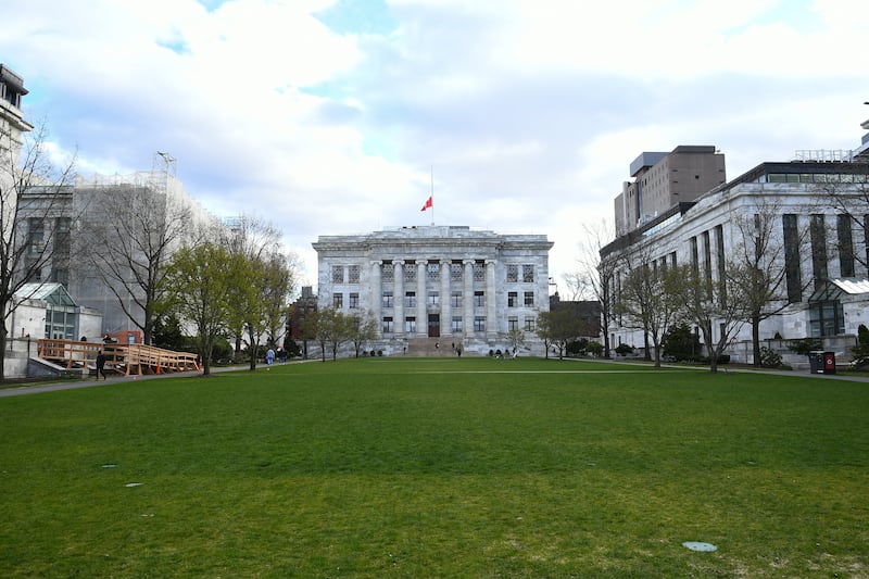 A general view of the exterior of Gordon Hall on April 16, 2025, at Harvard Medical School in Boston, MA.