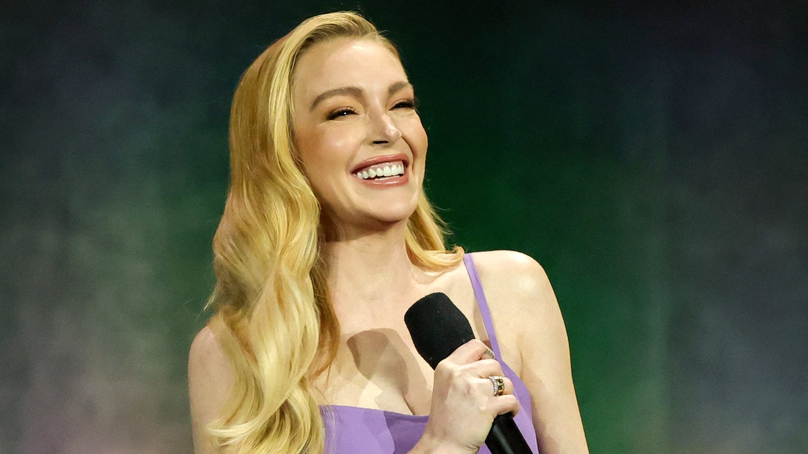 Lindsay Lohan promotes the upcoming film "Freakier Friday" at The Walt Disney Studios presentation during CinemaCon on April 03, 2025 in Las Vegas, Nevada.