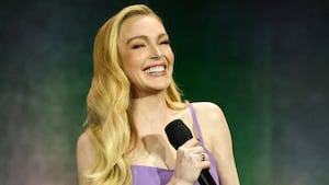 Lindsay Lohan promotes the upcoming film "Freakier Friday" at The Walt Disney Studios presentation during CinemaCon on April 03, 2025 in Las Vegas, Nevada.