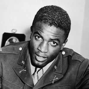 Jackie Robinson in military uniform.