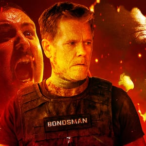 A photo illustration of Kevin Bacon in The Bondsman.