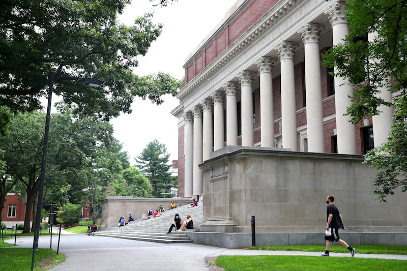 CAMBRIDGE, MASSACHUSETTS - JULY 08: A view of Harvard Yard on the campus of Harvard University on July 08, 2020 in Cambridge, Massachusetts.