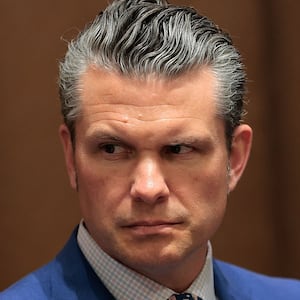 Secretary of Defense Pete Hegseth attends a Cabinet meeting at the White House on April 10, 2025 in Washington, DC.