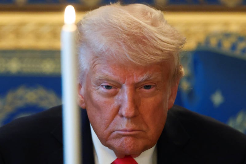 U.S. President Donald Trump attends a prayer service and dinner ahead of Easter Sunday, at the White House in Washington, D.C., U.S., April 16, 2025. REUTERS/Evelyn Hockstein TPX IMAGES OF THE DAY