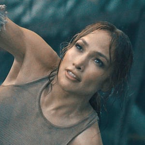 Jennifer Lopez on a wrecking ball in a still from 'This is Me...Now'