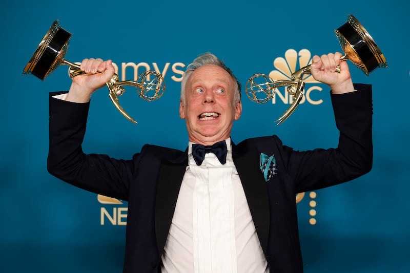 Mike White, winner of Outstanding Directing for a Limited Anthology Series or Movie, and Outstanding Writing for a Limited Anthology Series of Movie for "White Lotus" poses in the press room during the 74th Primetime Emmys at Microsoft Theater on September 12, 2022 in Los Angeles, California.