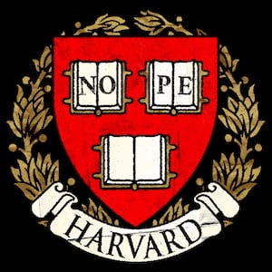 The Harvard crest with "Nope" replacing the Latin motto "veritas"