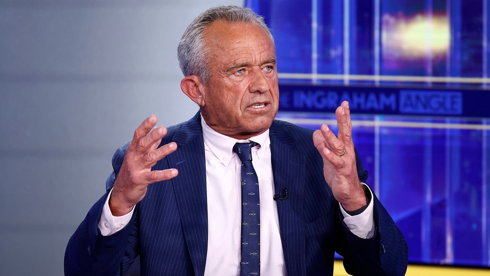 WASHINGTON, DC - FEBRUARY 13: U.S. Health and Human Services Secretary Robert F. Kennedy Jr. visits "The Ingraham Angle" with host Laura Ingraham at FOX News D.C. Bureau on February 13, 2025 in Washington, DC.